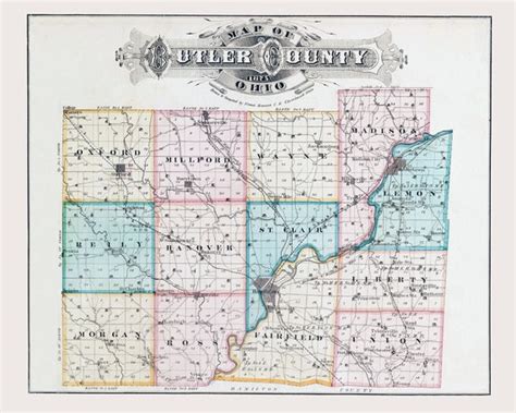 1875 Map Of Butler County Ohio Etsy