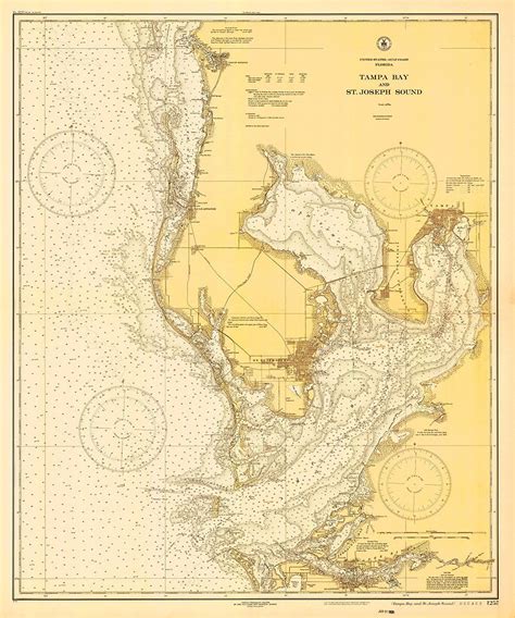 1928 Nautical Chart Of Tampa Bay Etsy Map Of Florida Nautical