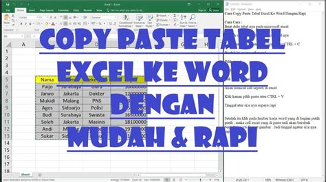Cara Copy Paste Tabel Excel Ke Word Dengan Mudah Dan Cepat Youtube