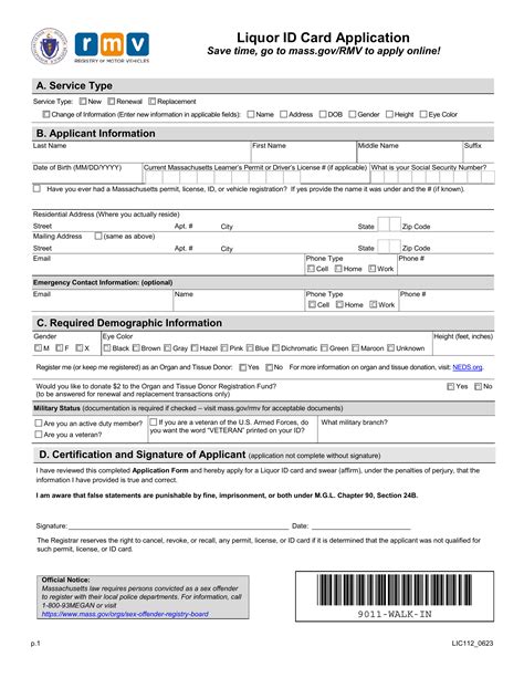 Mass Rmv Liquor Id Application Forms Docs 2023