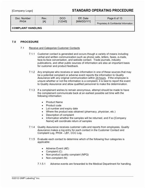 Warehouse Sop Template