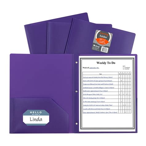 Two Pocket Heavyweight Poly Portfolio Folder With Prongs Purple 1