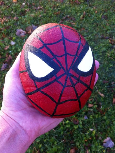 Spider Man Painted Rock Rock Painting Patterns Rock Painting Ideas