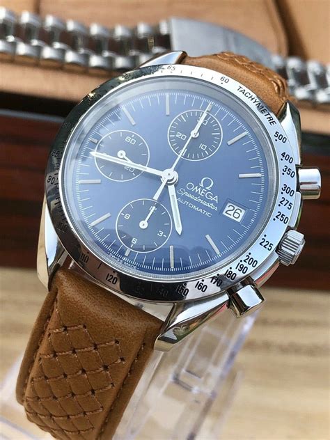 Omega Speedmaster 1990s Blue Dial Mens 38mm Reduced Automatic Watch