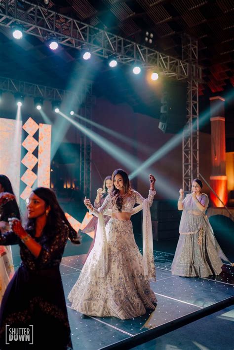 Photo Of The Bride Dancing With Her Bridesmaids On Sangeet