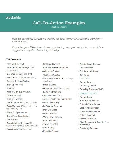 Call To Action 9 Examples Format How To Write Pdf
