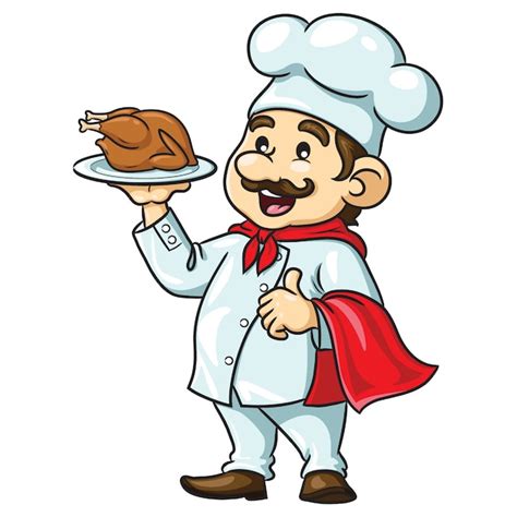 Premium Vector Chef Cartoon With Roasted Chicken
