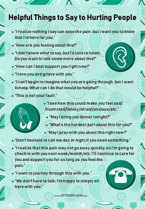 15 Helpful Things To Say To Hurting People Emotional Health Mental