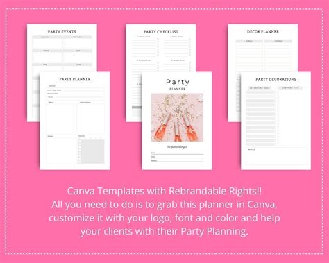 Editable Party Planner In Canva Canva Template Pack Event Etsy Uk