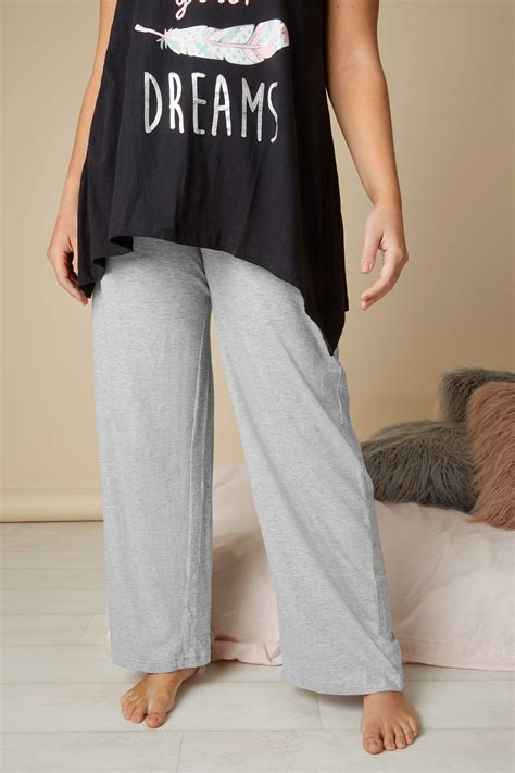 Grey Basic Cotton Pyjama Bottoms Plus Size 16 To 32