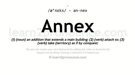 Pronunciation Of Annex Definition Of Annex Youtube