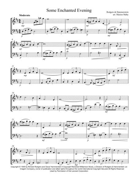 Some Enchanted Evening Sheet Music Richard Rodgers Instrumental Duet