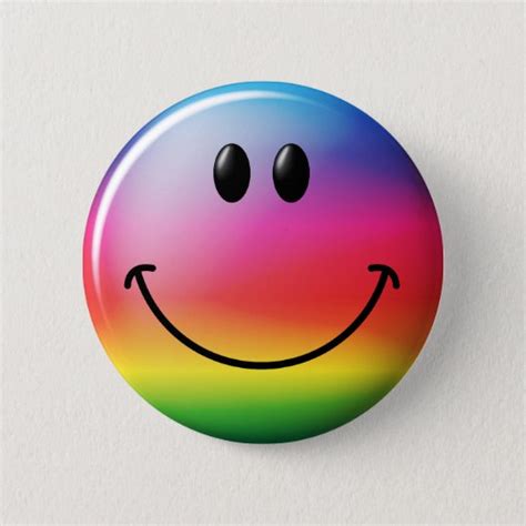 Rainbow Smiley Face 6 Cm Round Badge Au