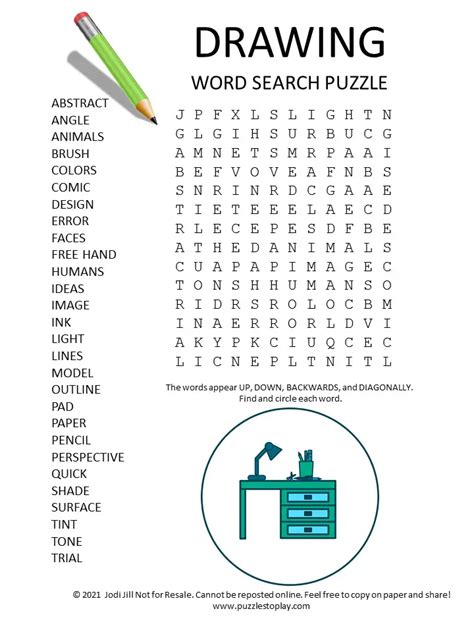 Art Word Search Printable Printable Word Searches
