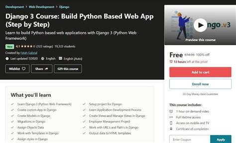 The interactive sandbox environment makes this a great place to start for folks who don't have their python development environment set up yet. Django 3 Course Build Python Based Web App Step by Step in ...