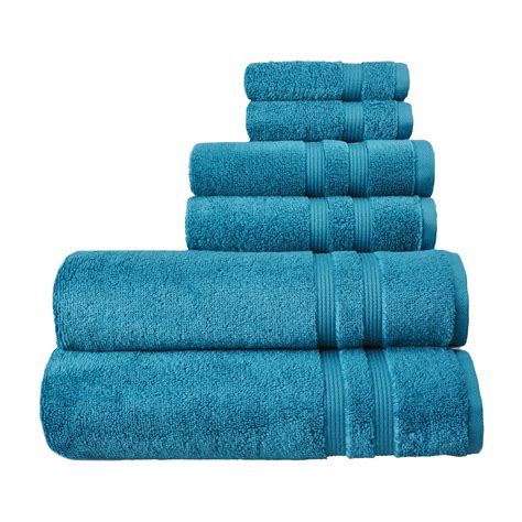 Mainstays Performance Solid 6 Piece Bath Towel Set Coolwater