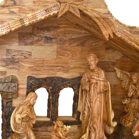 Unique Hand Carved Olive Wood Nativity Set Bethlehem Handicrafts