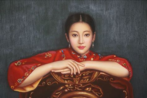 Original Oil Painting Chinese Woman