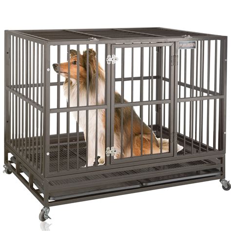 Buy 42 Inch Heavy Duty Indestructible Dog Crate Cage Kennel With Wheels