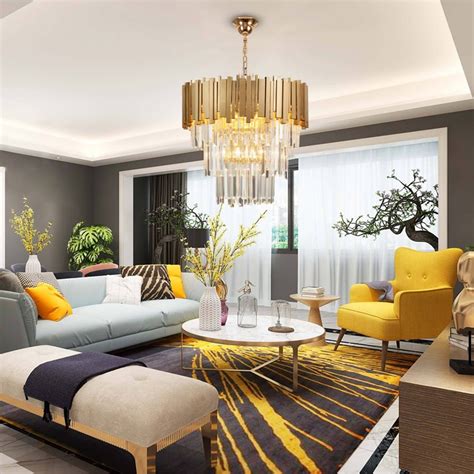 Modern Crystal Chandelier For Living Room Luxury Gold