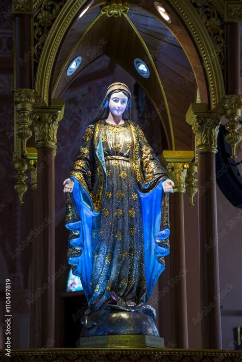 Virgin Mary Statue Made Of Beautiful Jewels At The Cathedral Of The