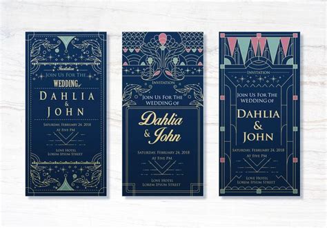 Design beautiful invitations with matching rsvp cards. Art Deco Wedding Invitations Design Vector - Download Free ...