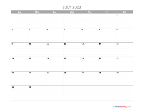 July Calendar 2023 Printable Calendar Quickly
