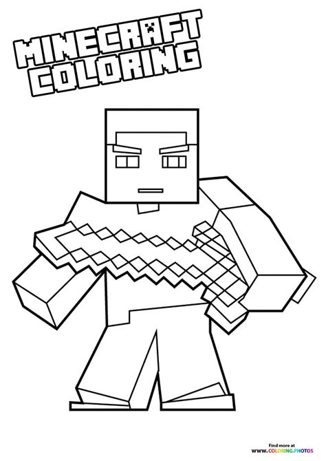 Minecraft Steve With Sword Coloring Pages Sexiz Pix