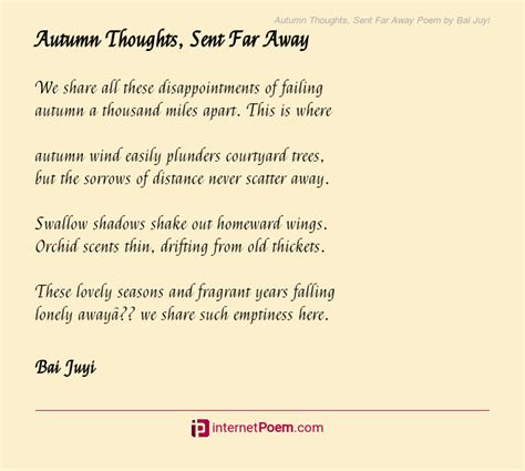 Autumn Thoughts Sent Far Away Poem By Bai Juyi