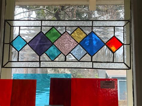 Stained Glass Window Hanging With Hardwood Frame Etsy