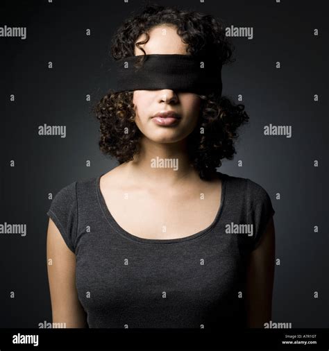 Woman Blindfolded Stock Photo Alamy