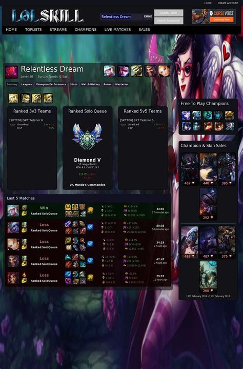 Traditional stats sites just show you stats; Relentless Dream - Europe Nordic & East - Summoner Lookup ...