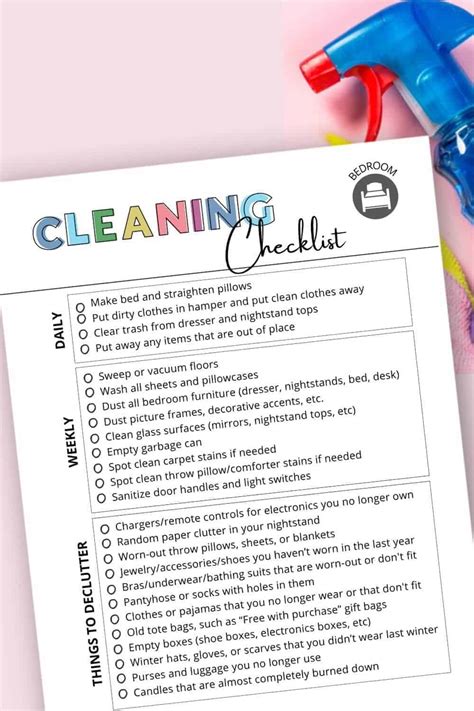 Checklist For Cleaning Room