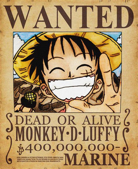 Monkey D Luffy Wanted Poster Hd Lakaran