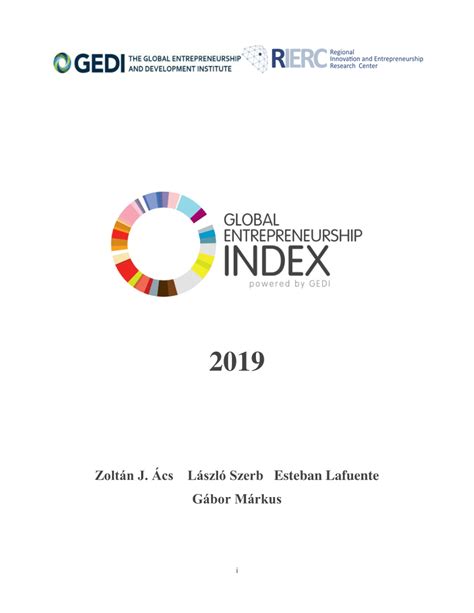 Pdf Global Entrepreneurship Index 2019