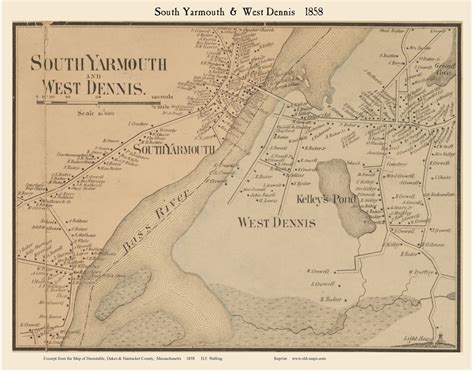 South Yarmouth And West Dennis Villages Massachusetts 1858 Old Town