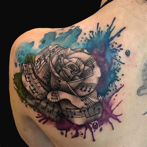 See more ideas about note tattoo, music note tattoo, music tattoos. Watercolor Rose with Music Notes by Katelyn Crane : Tattoos