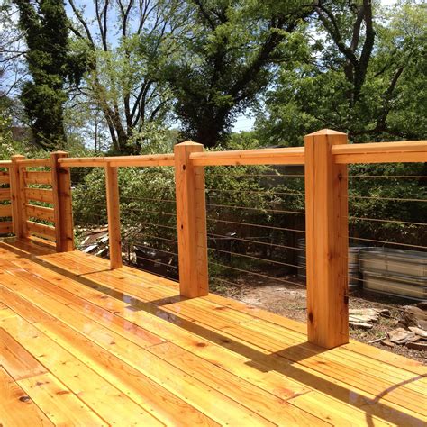 Cedar Deck With Cable Railing Deck Railings Railings Outdoor Deck
