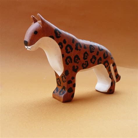 Wooden jaguar toy Wooden jaguar figurine Wild animals Natural | Etsy