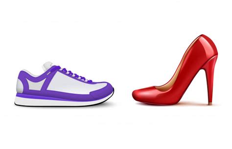 Free Sneakers Vs High Heels Realistic Composition Showing Growing Popularity Of Woman