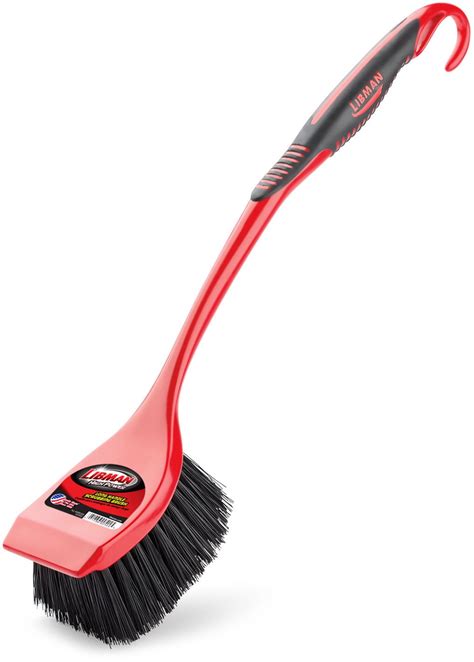 Libman Red All Purpose Scrub Brush With Scraper 13 In Long Handle And 2