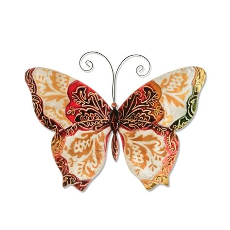 Handmade Pearl And Red Metal And Capiz Butterfly Wall Art On Sale