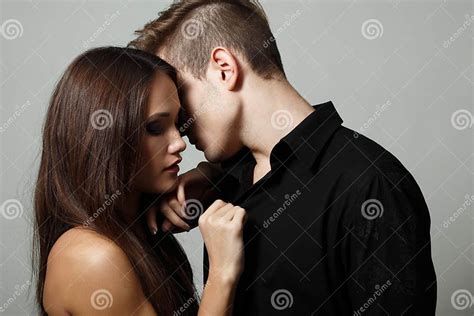 Passion Couple Beautiful Young Man And Woman Closeup Stock Image Image Of Glamor Makeup