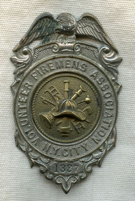 1890s New York City Volunteer Firemens Association Badge Flying Tiger