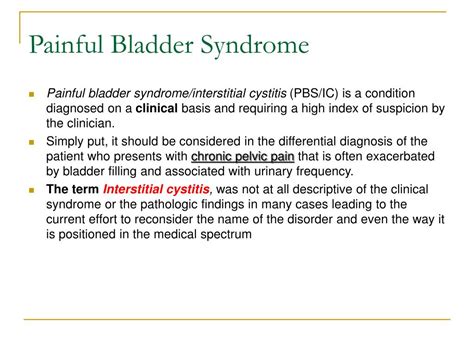 Ppt Painful Bladder Syndrome Interstitial Cystitis And Related Disorders Powerpoint