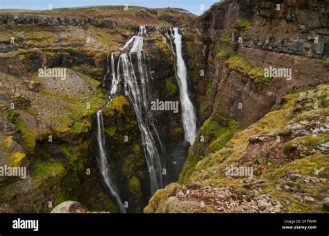 Beautiful Glymur Waterfall West Iceland Stock Photo Alamy
