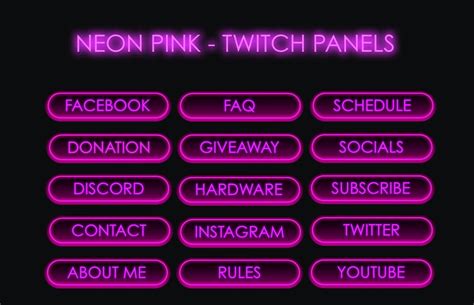 Twitch Panels Neon Pink Etsy