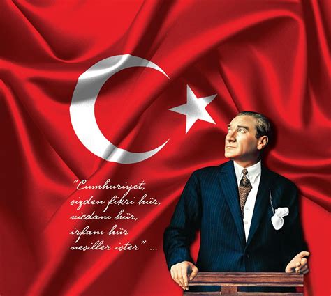 Ataturk Foto Turkse Vlag Wallpaper 3D Behangen 3D Achtergronden