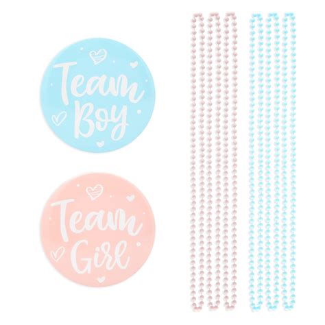 Baby Gender Reveal Party Favors Team Boy And Girl Button Pins Bead