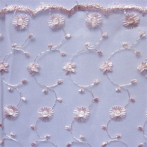 Embroidered Organza Fabric With Scalloped Edge 3 Colours Per Metre